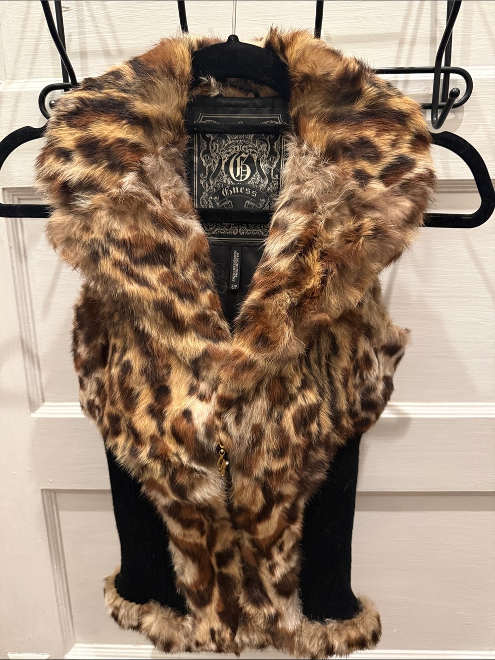 GUESS Leopard-Print Faux Fur Vest in Brown and Tan